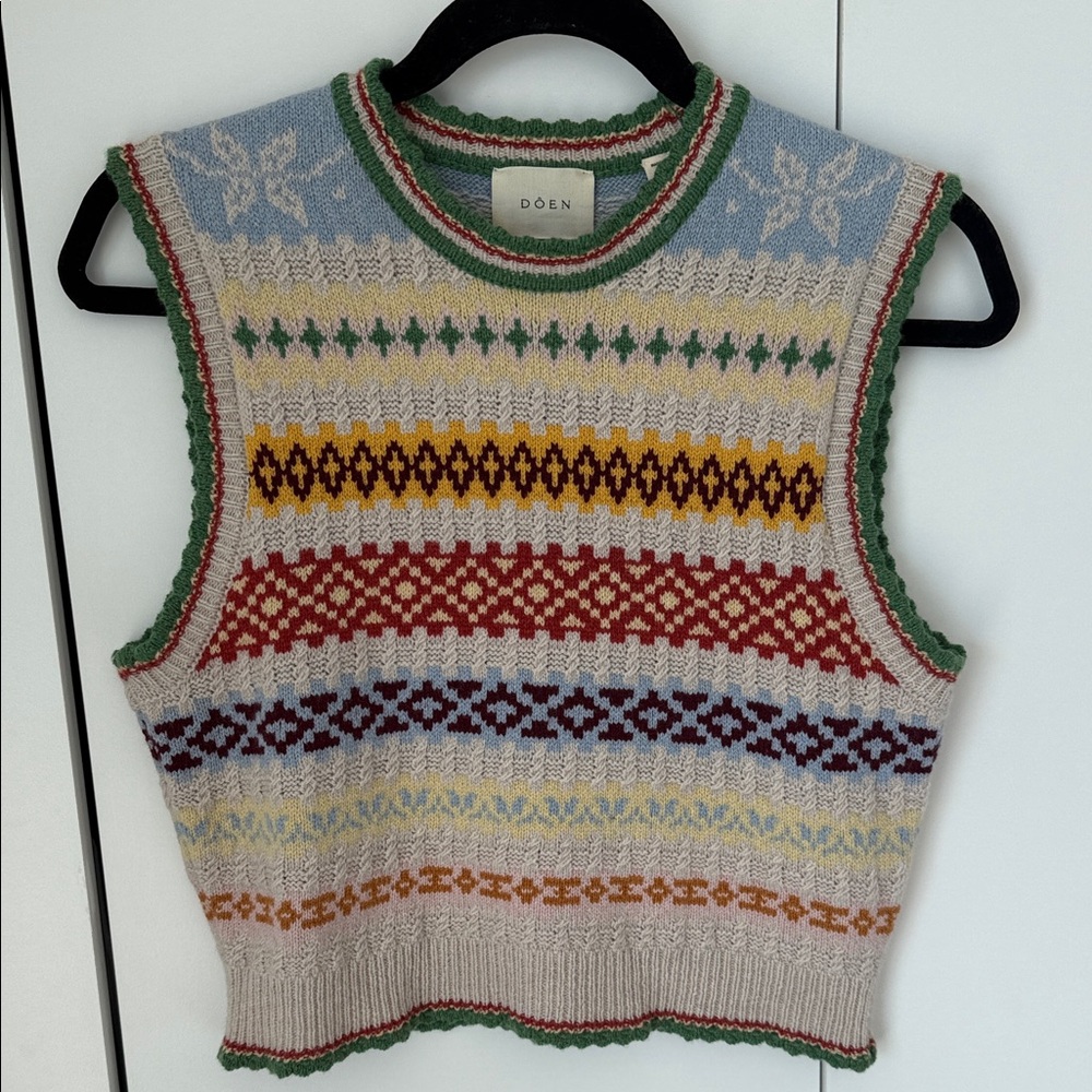 DOEN Colorful Patterned Knit Vest